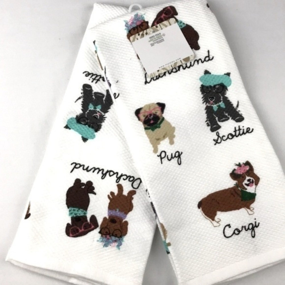 PETS - Truly Lou - ‘Doggie Sweater/Hat’ Dish towels. Set of 2.  NWT.